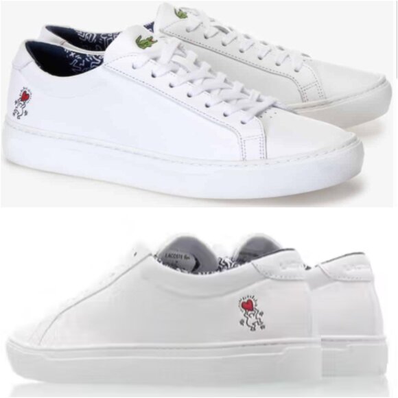 Lacoste By Keith Haring White Leather Sneakers | Men's Size 11.5 - Picture 14 of 15